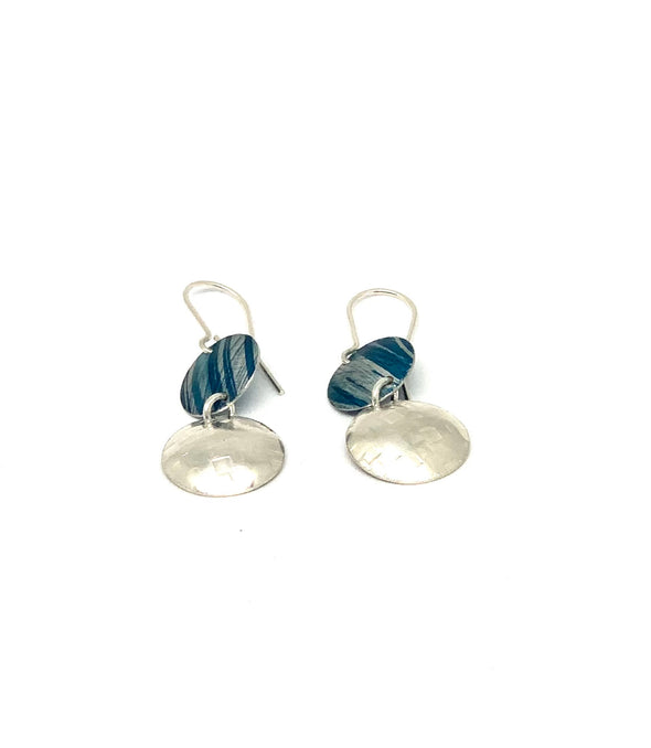 Blue / sterling silver drop style Earrings