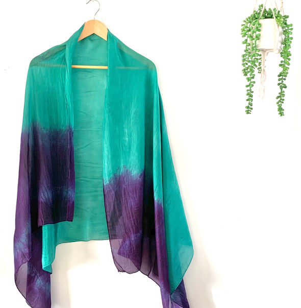 Green & Purple Silk Wrap