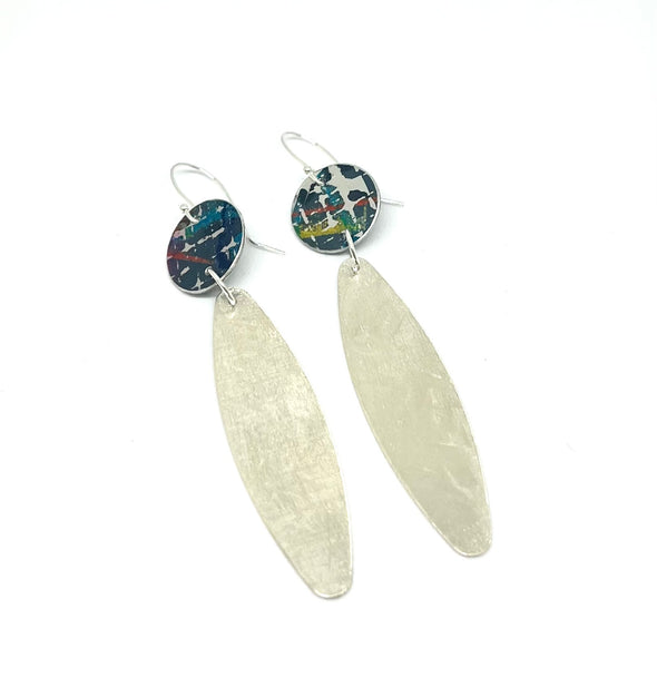 Sterling silver long line earring’s/multi coloured mix