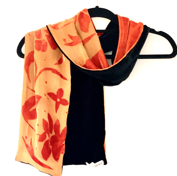 silk vwlvet double scarf orange/black by rachel-stowe