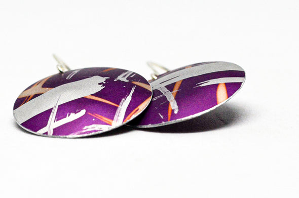 anodized aluminium purple/orange earrings by rachel-stowe