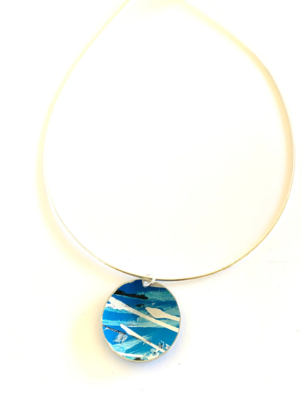 Blue waves Design/ aluminium & Sterling silver Necklet wire