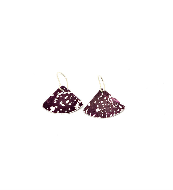 Deep purple speckle fan shape Earrings