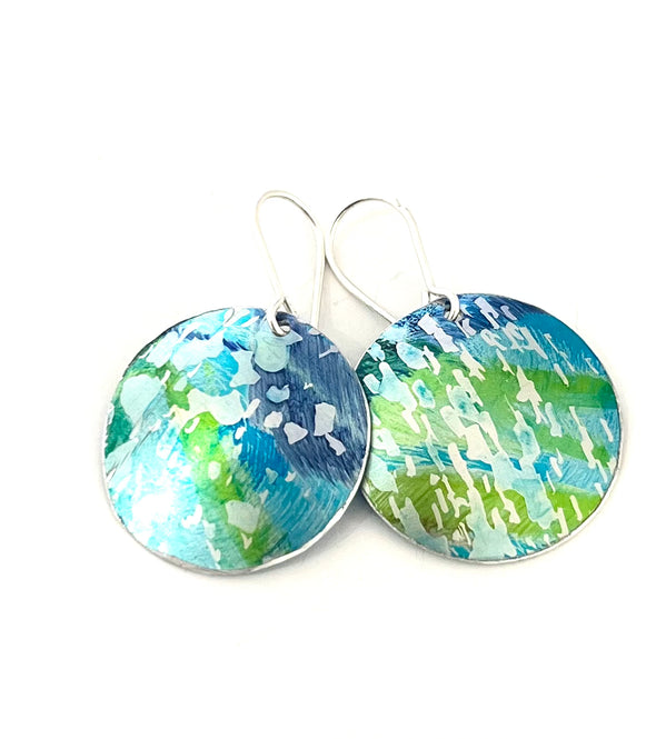 Seascape coloured med disk earrings