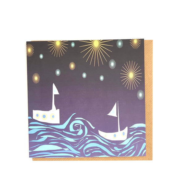 Night Sea Sky Greeting Card
