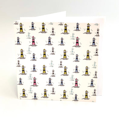 coastal- lighthouse inspired design digitally drawn greeting cards by rachel-stowe