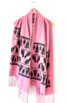 screen-printed pashmina pink in colour with a black print inspired from egyption cats by rachel-stowe