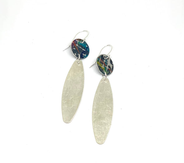 Sterling silver long line earring’s/multi coloured mix