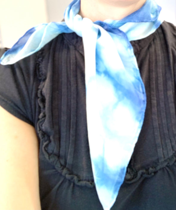Designer Silk Scarf Shibori Blue