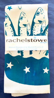 Star Gazey Pie Green/Blue Tea Towel - Rachel Stowe 
