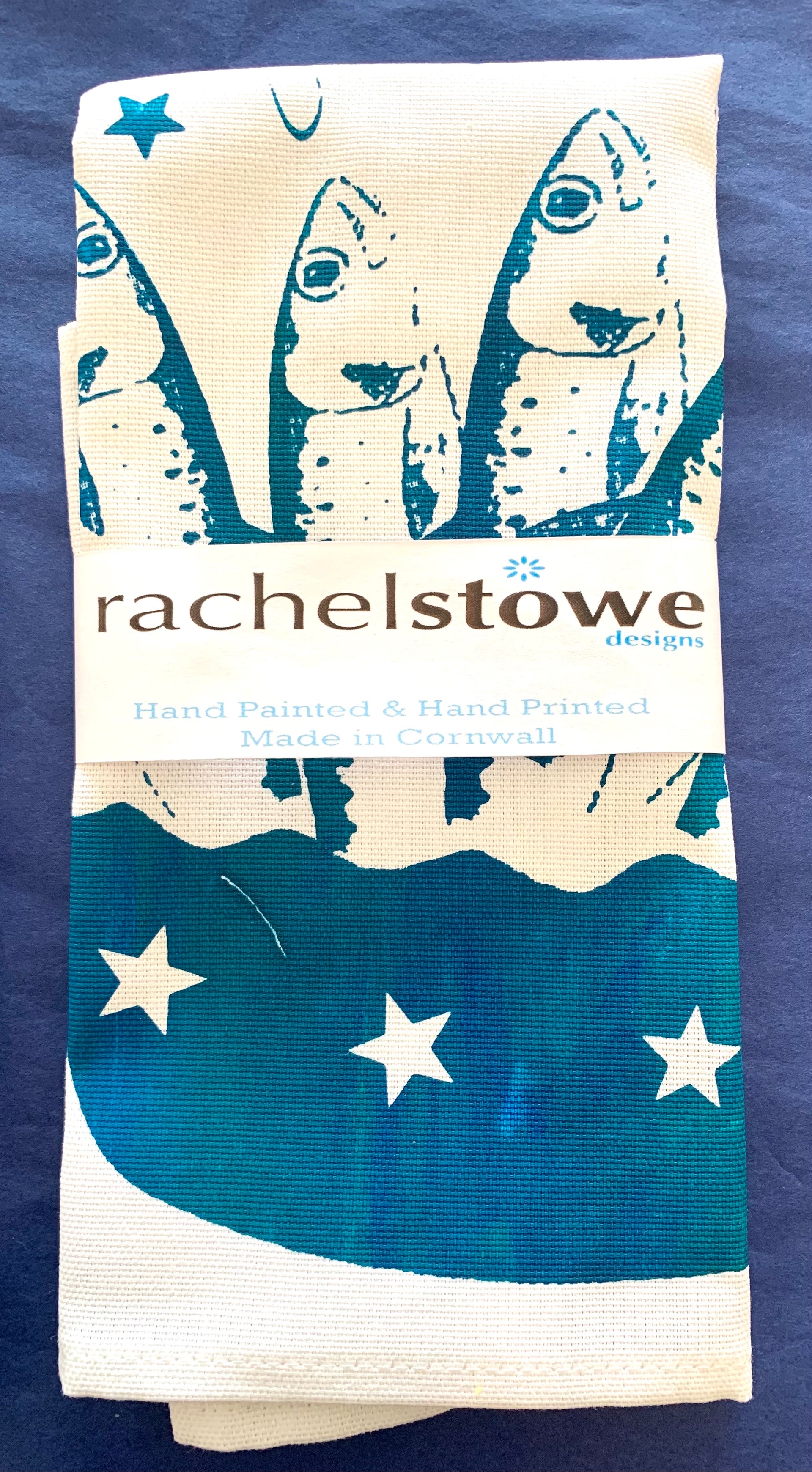 Star Gazey Pie Green/Blue Tea Towel - Rachel Stowe 