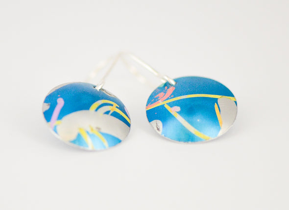 Anodised aluminium blue mix earrings with sterling silver ear wires by rachel - stowe