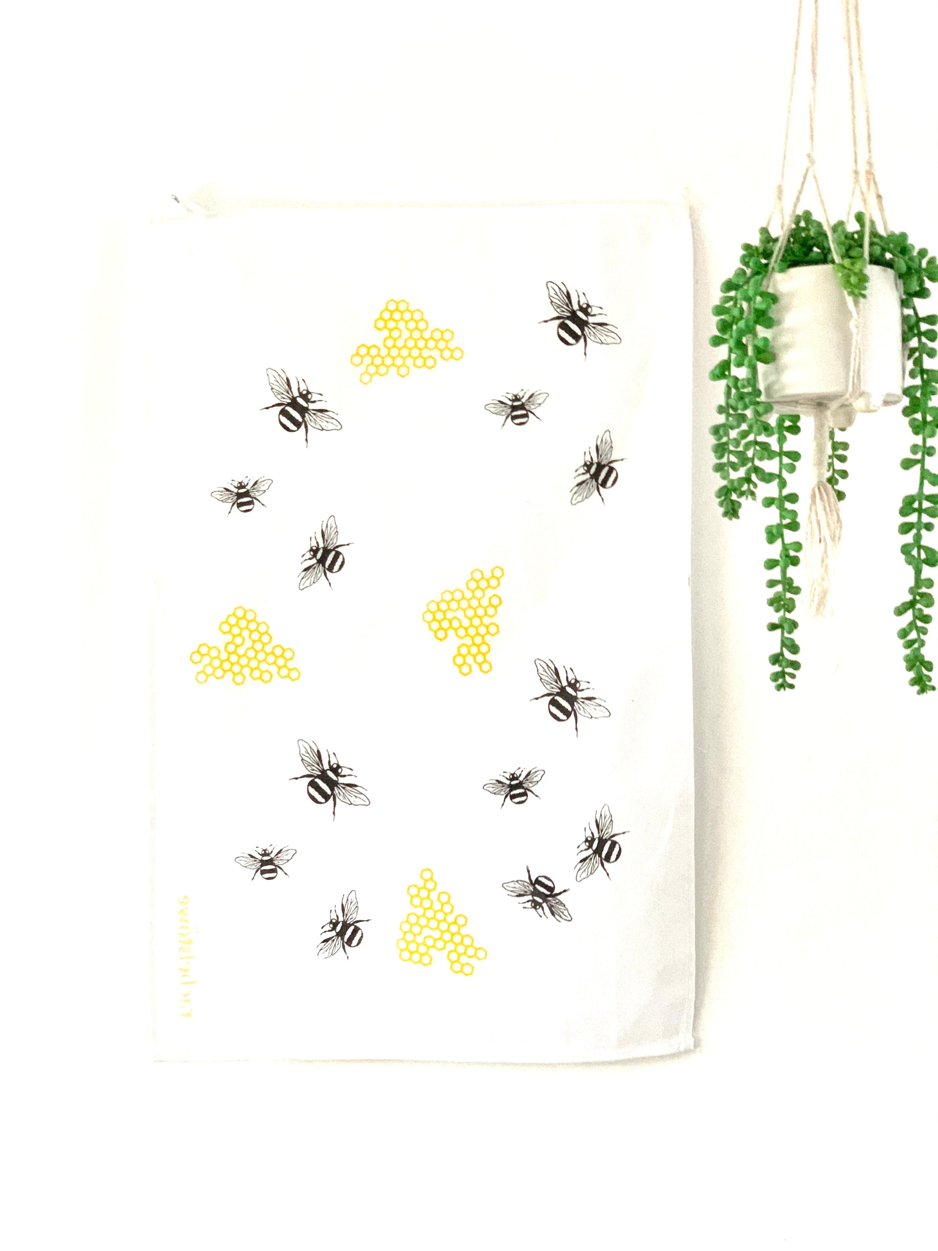 Bee and Honeycomb Tea Towel - Rachel Stowe 