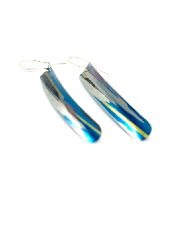 Blue / yellow Razor clam Earring’s