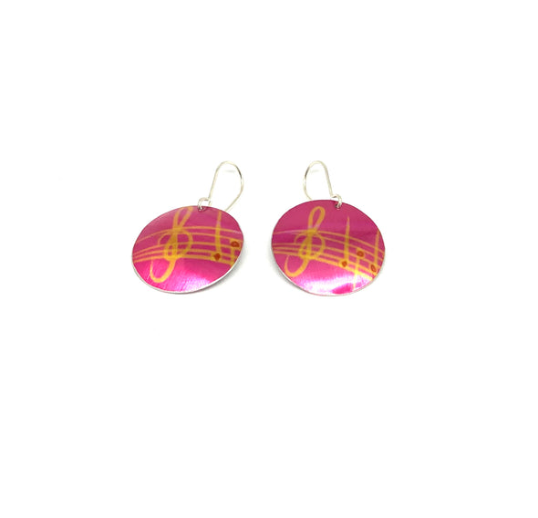 Pink musical aluminium/silver Coloured Earrings