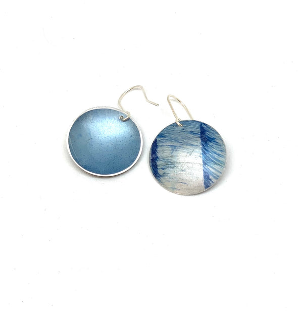 Blue mist coloured aluminium and silver earrings