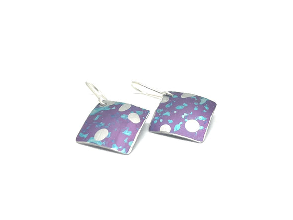 Purple /turquoise square earring