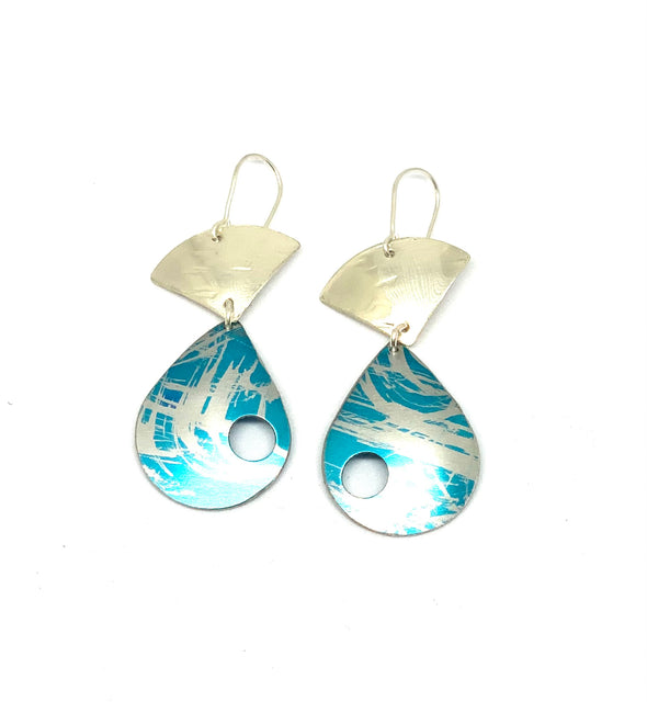 Fish Style Turquoise / Silver Earrings