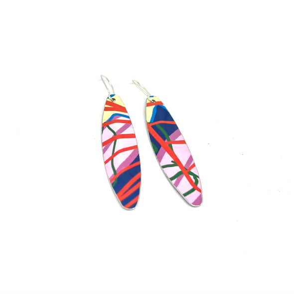 Tropical feather slice earrings