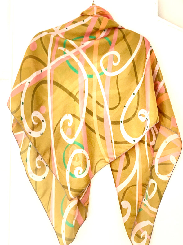 Mustard Movement designer silk scarf