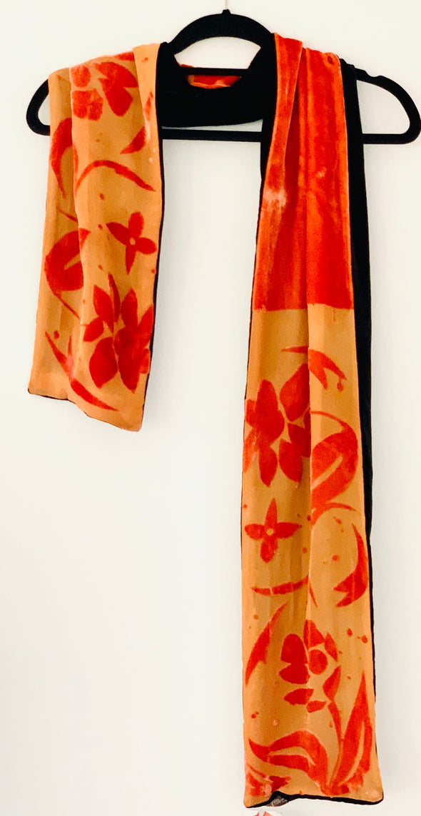 Double Silk Velvet Designer Scarf Pale /Peach/Tan