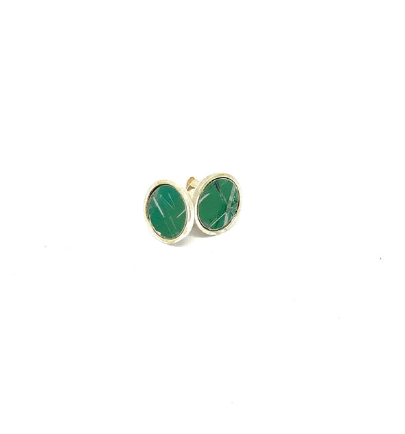 Green sterling silver and aluminium studs