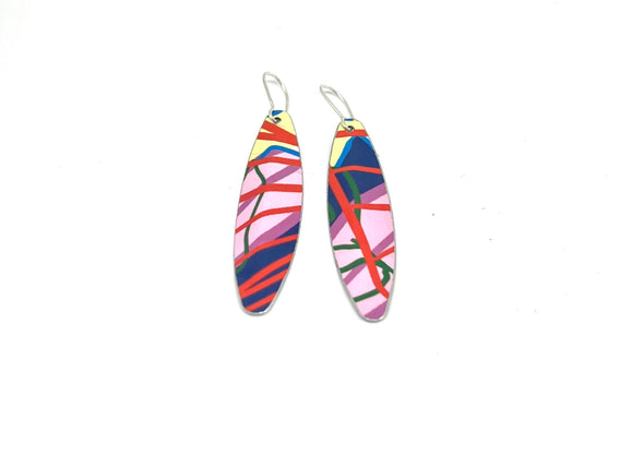 Tropical feather slice earrings