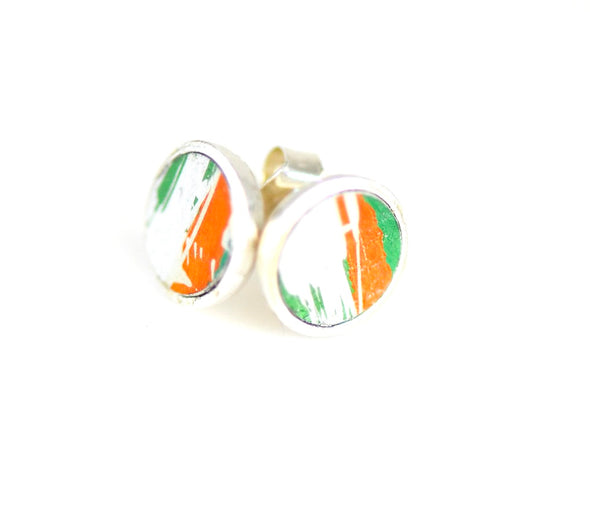 Orange /Green sterling silver and anodised aluminium studs