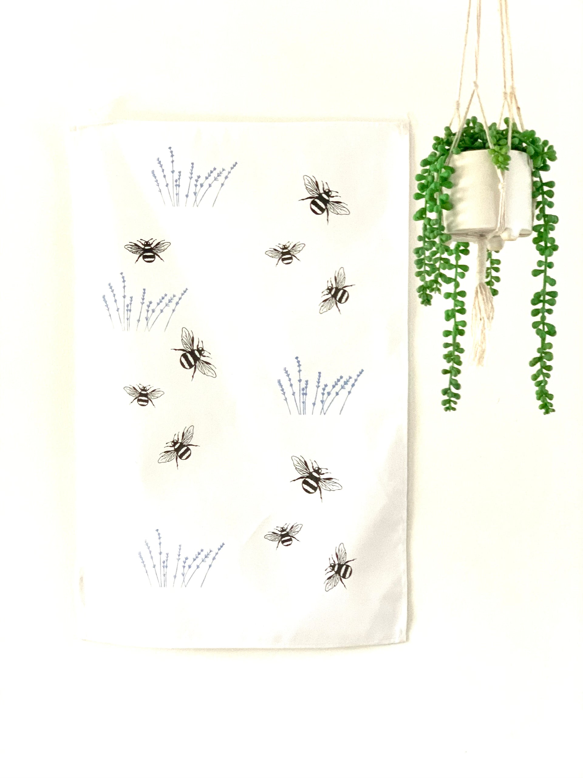 Bee and Lavender Tea Towel/ Kitchen Towel - Rachel Stowe 
