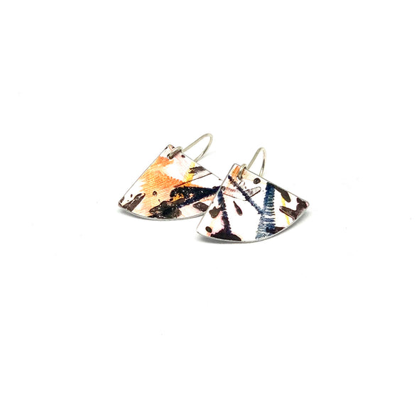 Orange/black  Slice Fan Shape Earrings