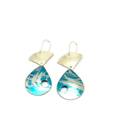 Fish Style Turquoise / Silver Earrings