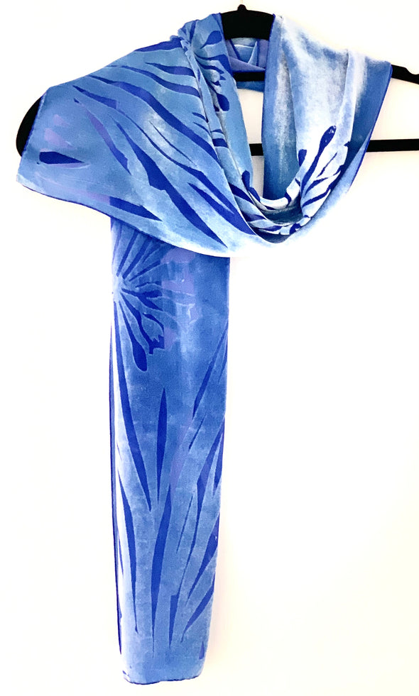 ice blue agapanthus silk velcet scarf by rachel-stowe