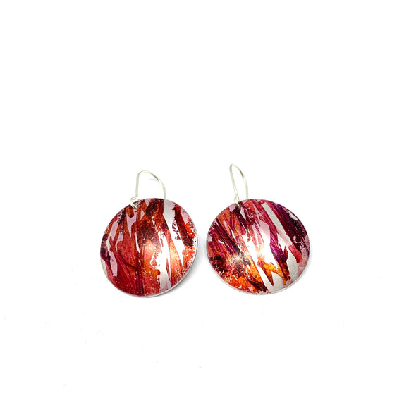 Orange /Red coloured seaweed inspired long earrings