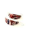 red/navy swirl aluminium curved earrings and sterling silver ear wire