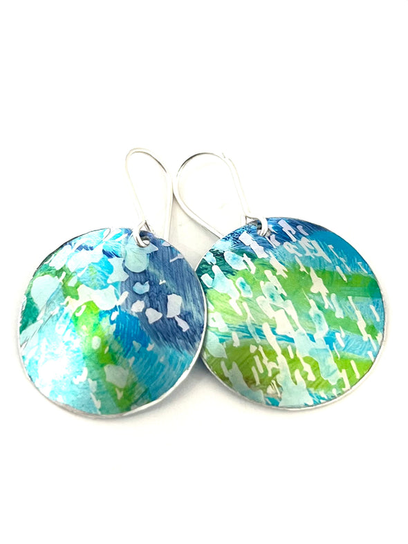 Seascape coloured med disk earrings