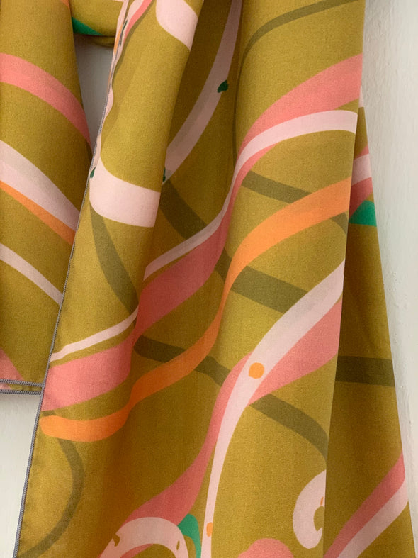 Mustard Movement designer silk scarf
