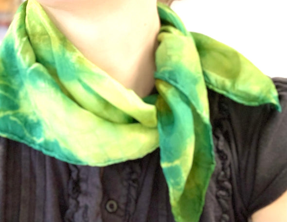 Designer Silk Scarf Green shibori