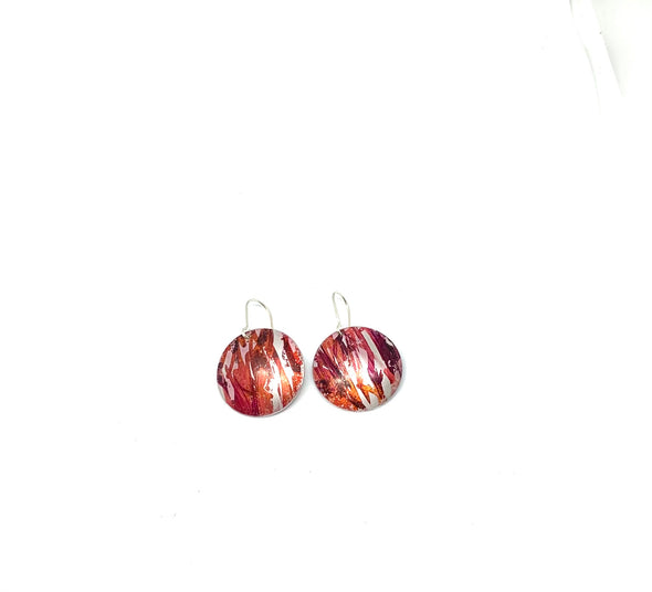 Orange /Red coloured seaweed inspired long earrings