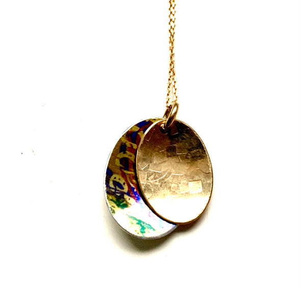 double oval style necklace aluminium and 9 ct gold oval shape inspired by rachel-stowe