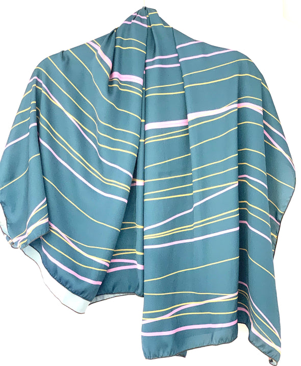 designer silk scarf teal surprise by rachel-stowe