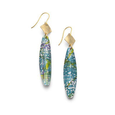 Contemporary Mixed Green /Blue 9ct Gold and aluminium Earrings