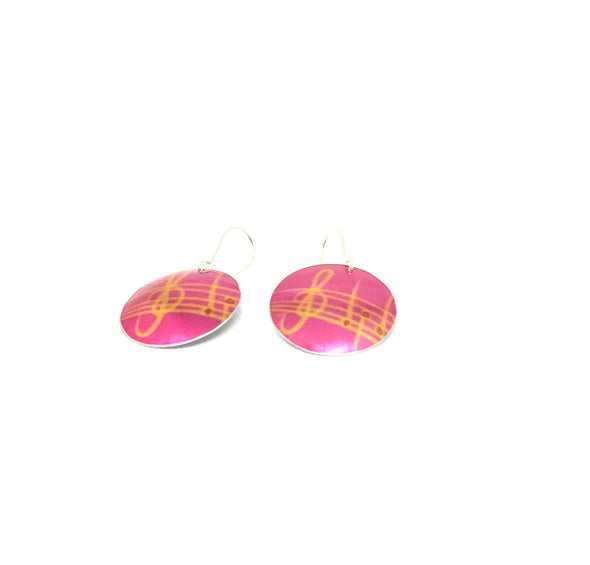 Pink musical aluminium/silver Coloured Earrings