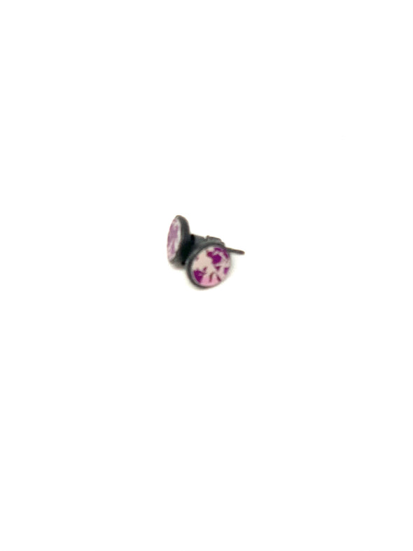 Purple Oxidised Stud Earring