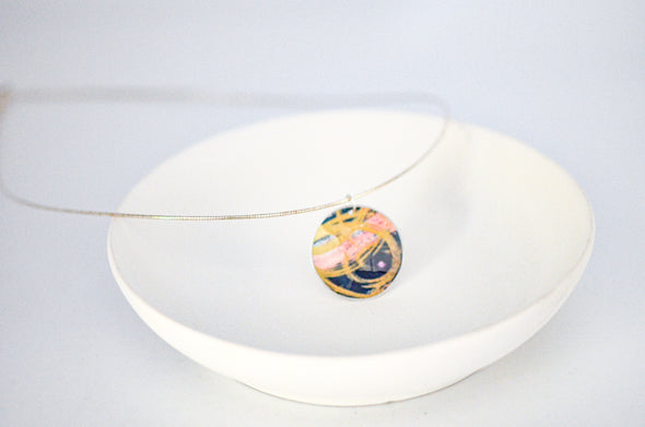 Swirls of Gold and Navy Necklace